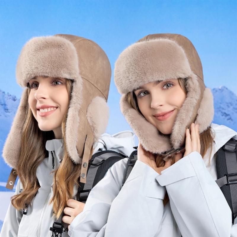Women's Trapper Hat with Earflaps Winter Warm Thicken Fleece Lining Ear Flaps Hat Thermal Windproof Hunting Cycling Hat