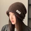 Letter Crimping Stack Hat Autumn and Winter Windproof Warm Hat Women's Cold Hat Casual Wool Hat