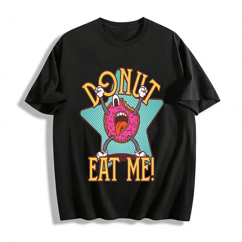 

Funny Anthropomorphic Donut Print Casual Novelty T-Shirt Pure cotton T-shirt XXS