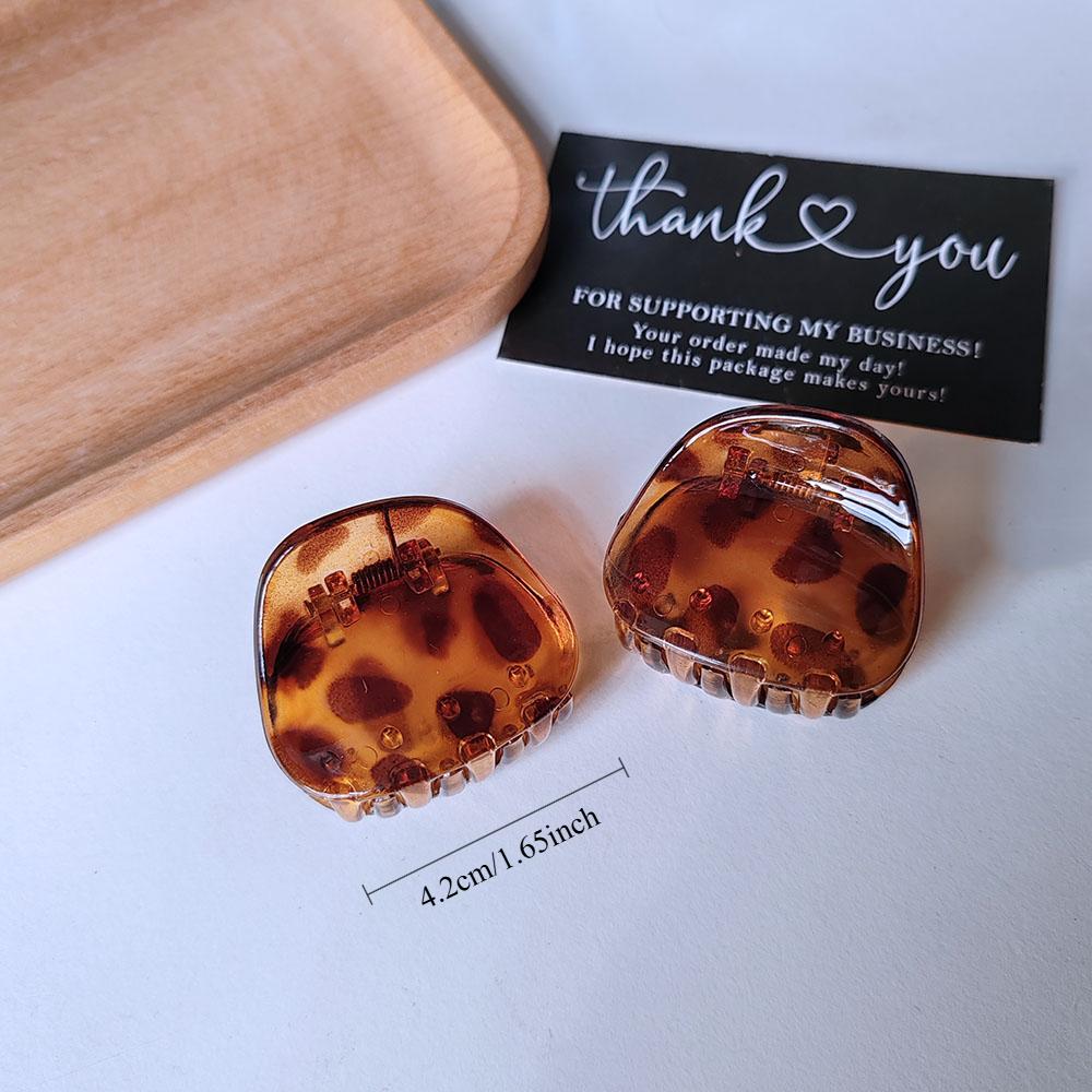 retro small coffee leopard print shark clip niche high-end style grab clip hair accessory 2PC Leopard Hair Claw  Women