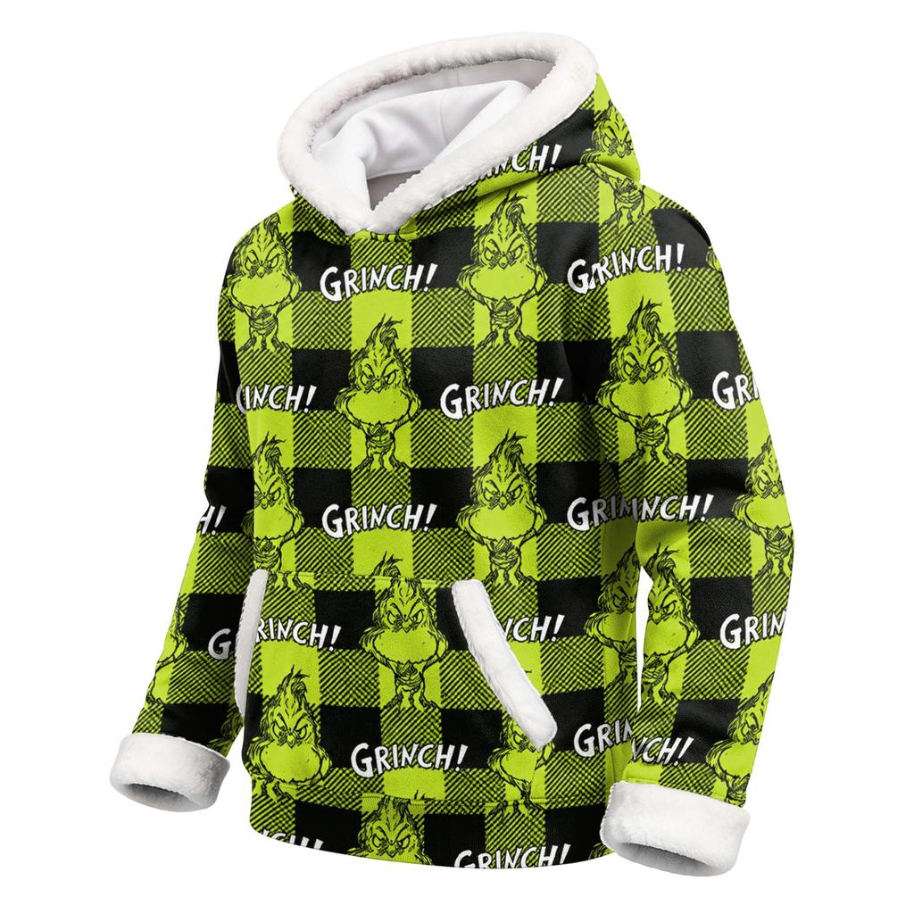 Kids Long Sleeve Christmas Print Hooded Sweatshirt Casual Pullover Top for Holiday