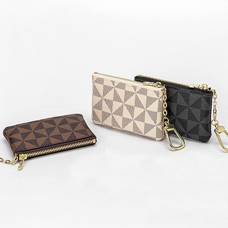 Fashion Brand Coin Purse With Key Chain Women PU Leather Mini Wallet Portable Billfold Lipstick Keys Bank Cards Storage Bag