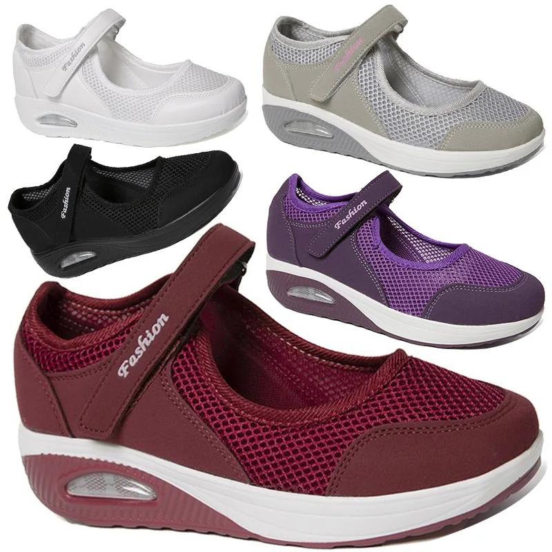 SyfIyno New Women's Tennis Shoes, Breathable Mesh Anti Slip Shoes, Outdoor Walking Sports Shoes, Thick Soled Platform Size 35-43