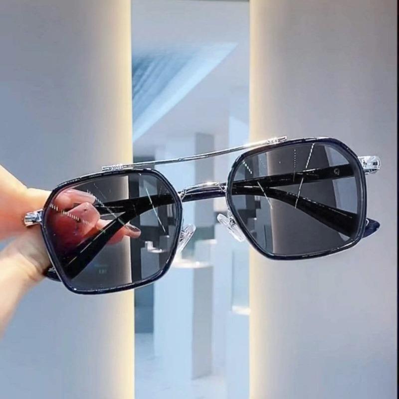 Fashion Korean Large Square Metal Sunglasses for Men and Women Trendy Oversized Frame