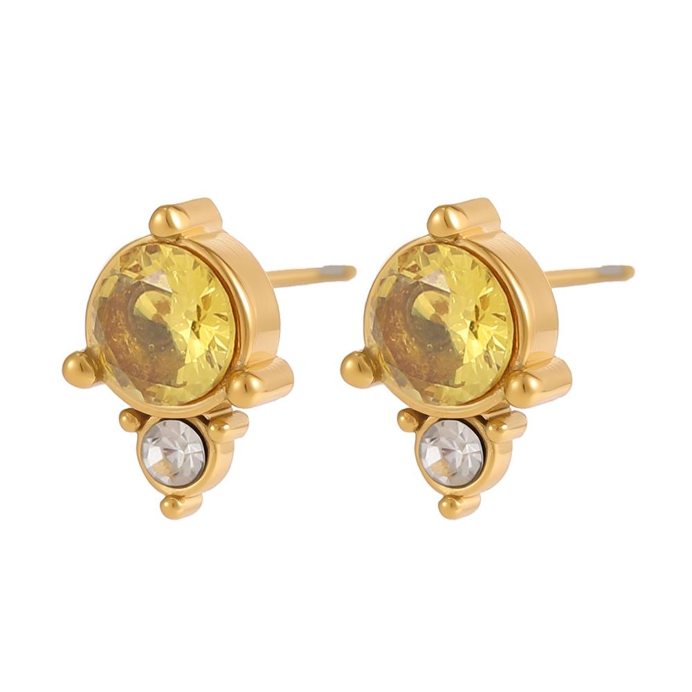 

CARLIDANA Luxury Stainless Steel Non Tarnish Colorful Rhinestone CZ Cubic Zirconia 12 Birthstone Stud Earrings for Women