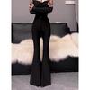 Black Mermaid-Style Suit Pants for Women, 2026 Summer New Model, High-Waisted, Slimming, Drapey, Floor-Length, Flared Bell-Bottom Pants