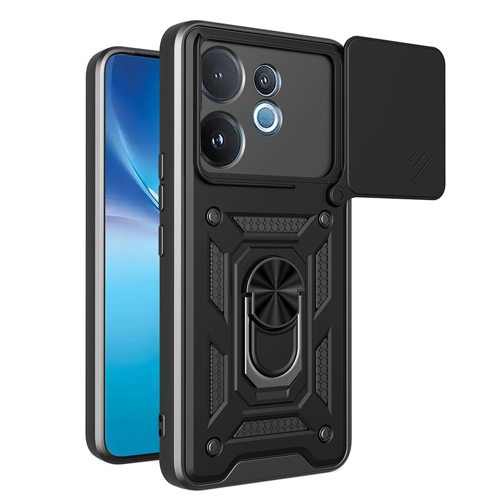 Kryt Armor Funda pro VIVO V60 5G Ochranný kryt s posuvným krytem kamery, kroužkovým držákem a stojánkem, nárazuvzdorný zadní kryt
