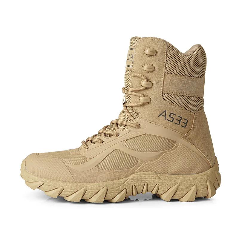 Fashion New Men Shoes High Quality Leather Boots Tactical Desert Combat Boots Men's Outdoor Hiking Shoes Work Safty Ankle Men Boots