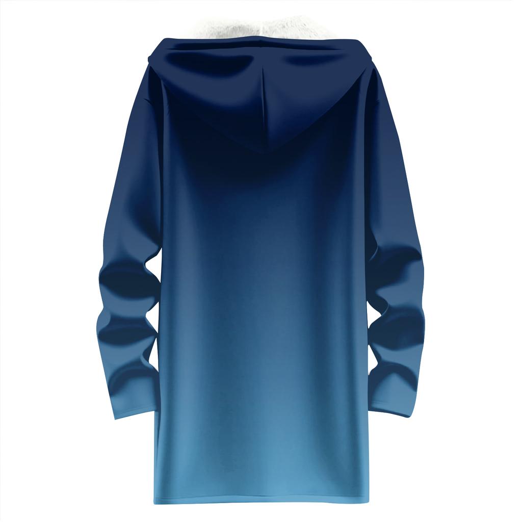 Women's Gradient Print Fashionable Loose Zipper Fleece Hoodie Jacket