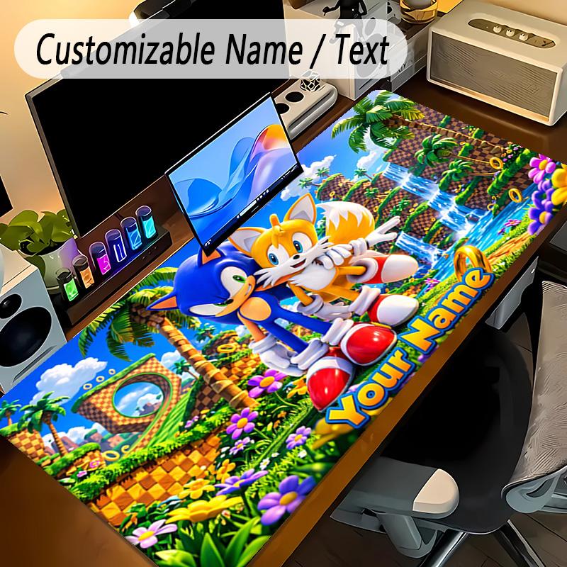 Large Mouse PadSonic Custom Name Text Personalized Desk Mat Non Slip Gaming Pad