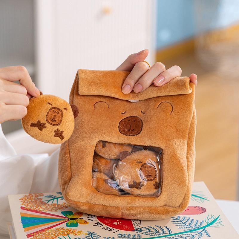 Creative Capybara in Snack Bag Four Balls Plush Toys Animals Cute  Funny Two-in-one  Baby Dolls Kawaii Home Decor Birthday Gifts