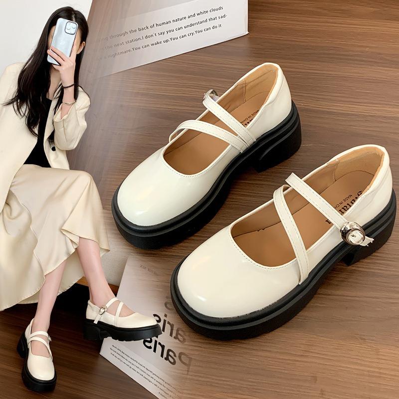 College Style Casual Tide with Platform Loafer Small Leather Shoes Women's New Spring Retro Style Mary Jane Shoes