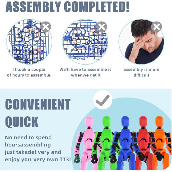 Already Assembled T13 Action Figure Accessories,T13 Multi-Jointed Movable,for Collectors Desktop Decorations t-13 Movability 3D Printed Toys