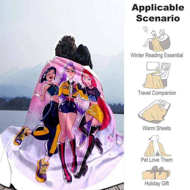 1pc Blanket Kpop Hunter7 Print Design, Lightweight Blanket for Sofa, Bed- Soft &Warm, Gift for All Seasons like Christmas, Halloween