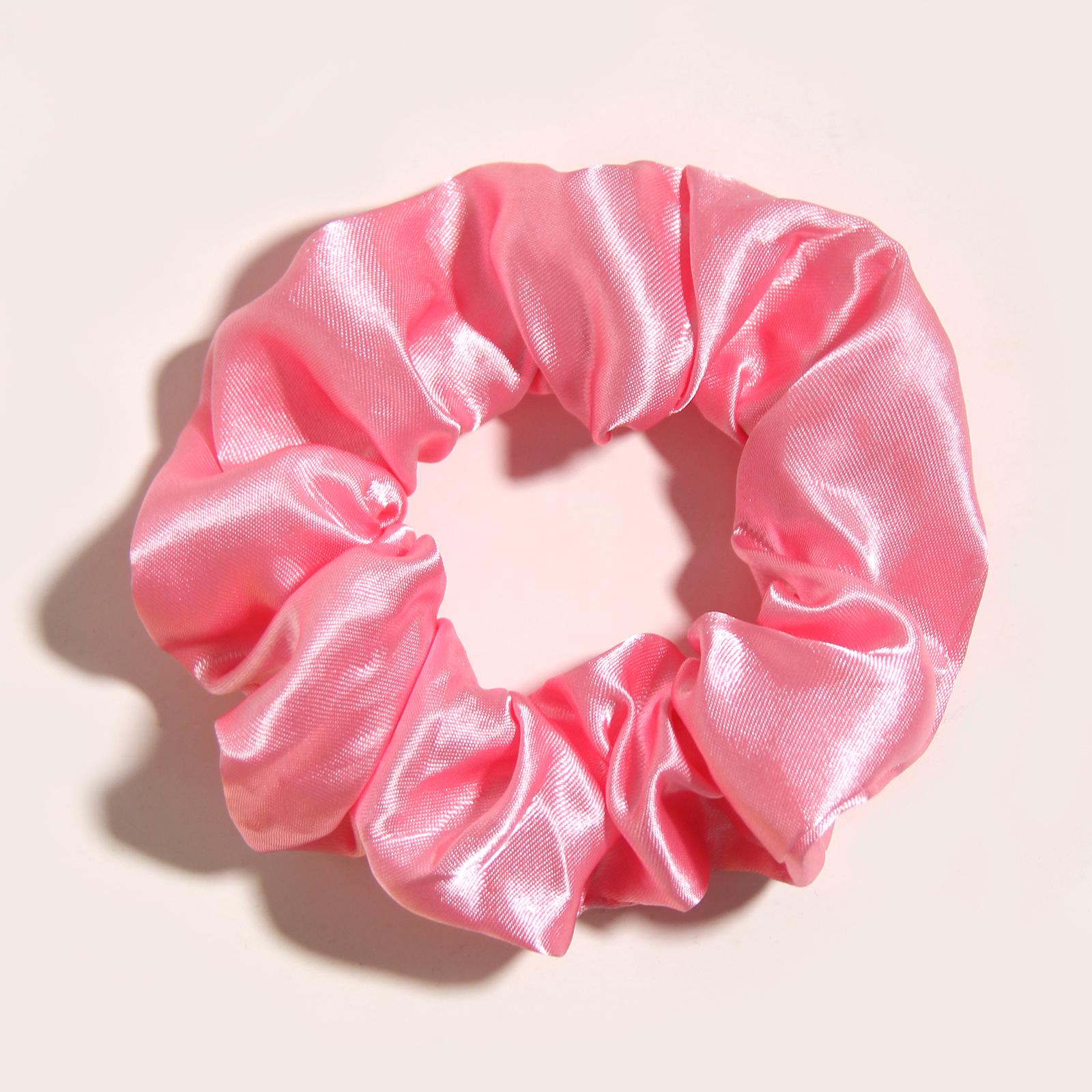 

Блестящая атласная однотонная резинка для волос: Эластичный модный головной убор в корейском стиле. фуксия