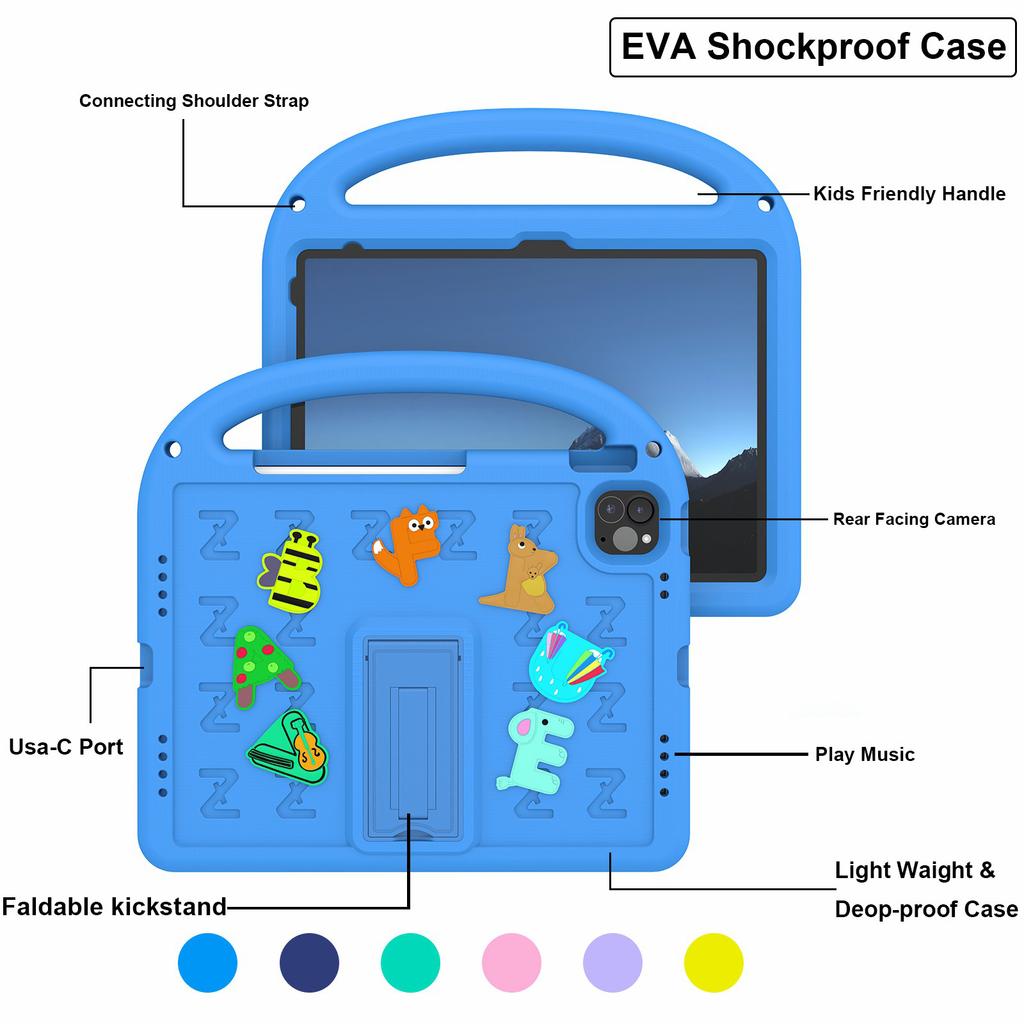 For iPad Pro 11 (2022)/(2021)/(2020)/(2018)/Air (2022)/(2020) Case Cartoon Design EVA+PC Tablet Cover