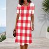 Women s Plus Size White Blue Polka Dot Printed Round Neck Short Sleeve A Line Dress