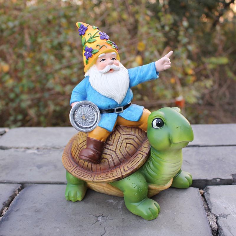 Dwarf Turtle Solar Garden Statue, Outdoor Lawn Solar Lamp Decorative Animal Ornaments