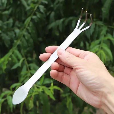 1Pc Stainless Steel 3-Fork Root Rake, Ergonomic Handle Bonsai Soil Turning Tool, Garden Loosening Special Gardening Tool