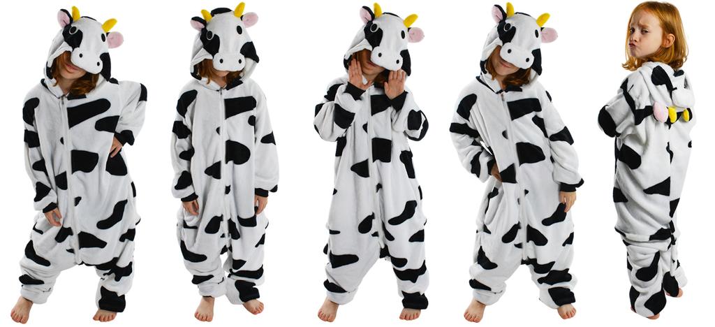 Cow warm one-piece pajamas children's costume kigurumi tracksuit 146-152 Onesie children 015pcN cow - 122-128
