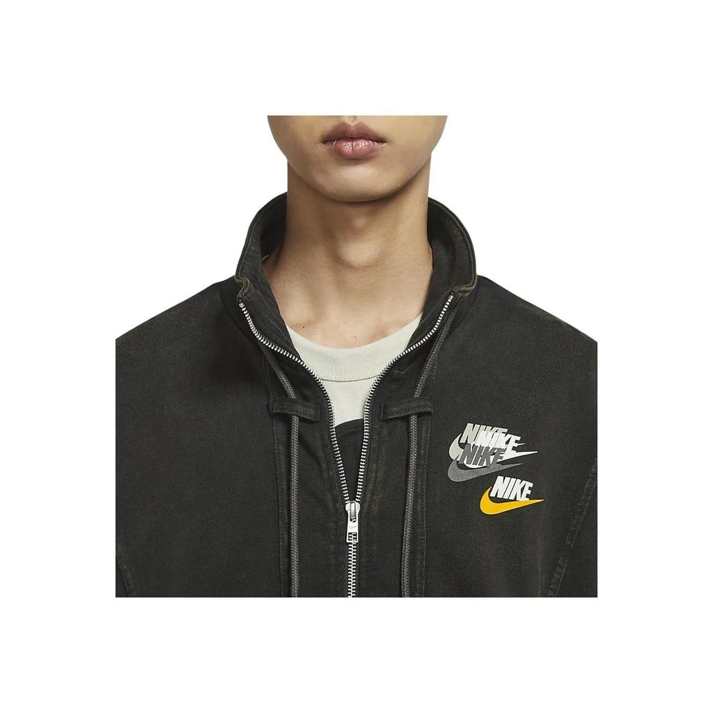 Nike Sportswear Stand Collar Letter Logo Print Casual Long Sleeve Jacket Men Jackets Black DV3314-010