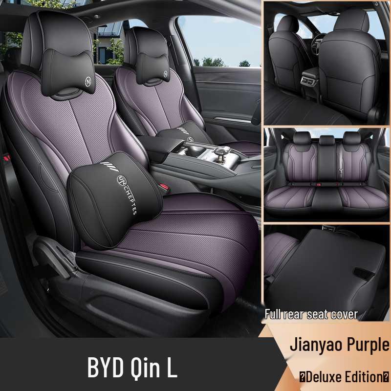 BYD Qin L D-MI Special Perforated Leather Full Surround Seat Cover - Breathable, All-Season Universal Cushion.