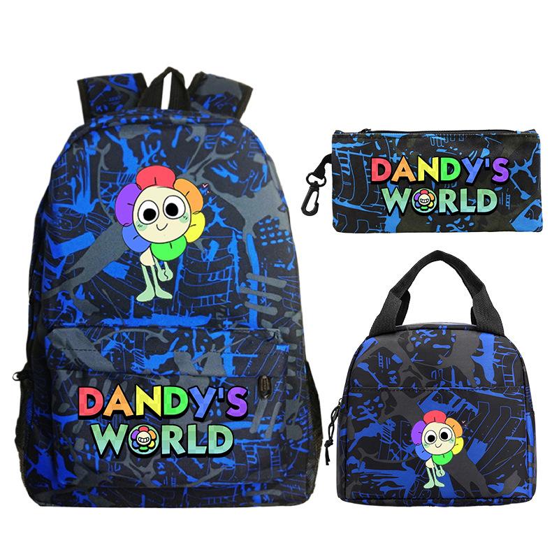 Dandy's World Game Merchandise Printed Primary and Secondary School Schoolbag Three-piece Set Foreign Trade Popular Children's Backpack