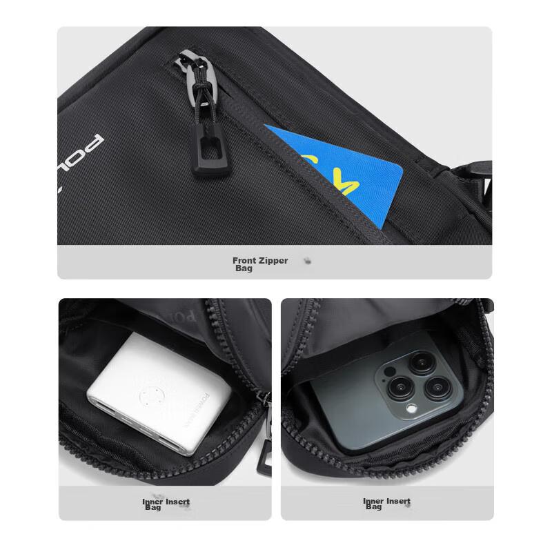 POLO Shoulder Bag for Men, Casual Crossbody Bag, Messenger Bag, Commuter Bag, Vertical Lightweight Phone Pouch, Black