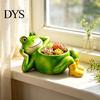 Weather Resistant Plant Container Cute Lying Frog Planter, Decorative Resin Pot, Funny Pastoral Style Garden Ornament for Succulents Indoor