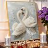 Elegant White Swan Pearl Bead Painting Kit with Frame Sparkling Canvas Art Romantic Bedroom Decor Gift for Adults Home Wall Decor