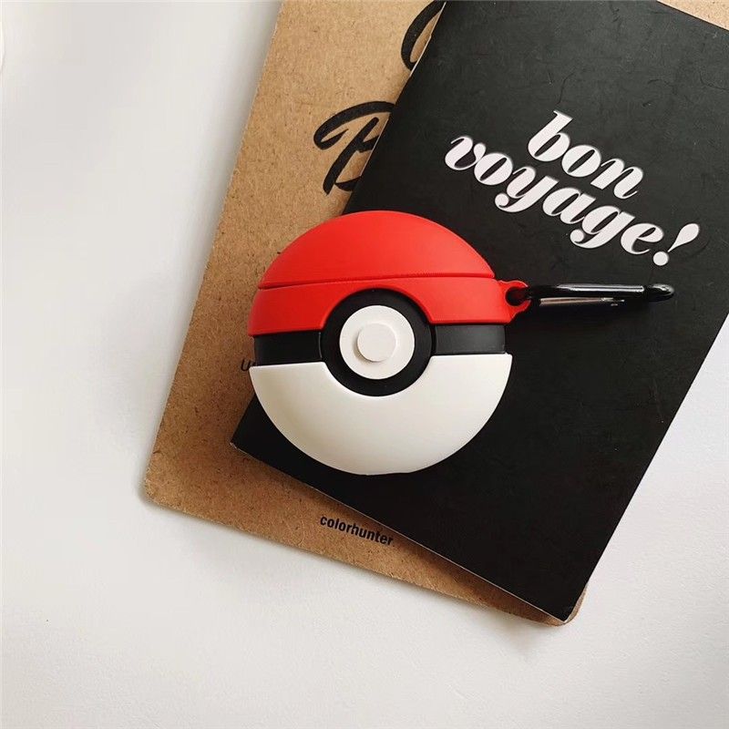 

Japanese Cartoon Poke Ball Applicable Airpods4 Generation Protective Cover Second Generation 3 Generation Pro2 Apple Bluetooth Earbuds Case airpods 1/2 generation Elf Ball + Hook