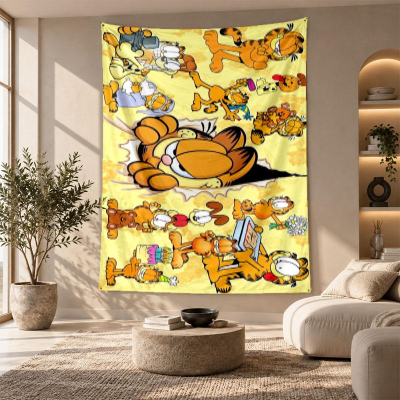 Decorative Tapestry,Garfield Cartoon Printed Wall Art, Lightweight Wall Hanging For Bedroom Background