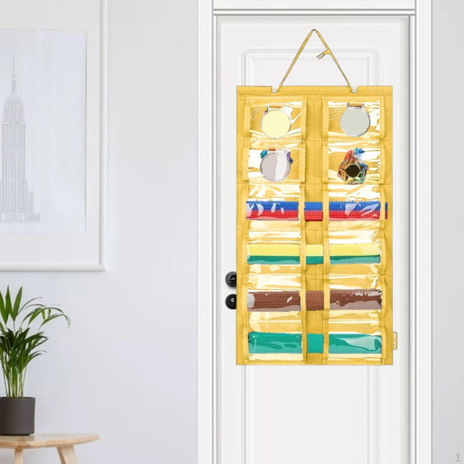 

0Держатель для пояса тхэквондо каратэ, легкий органайзер для хранения коллекционных поясов, настенный дисплей жёлтый