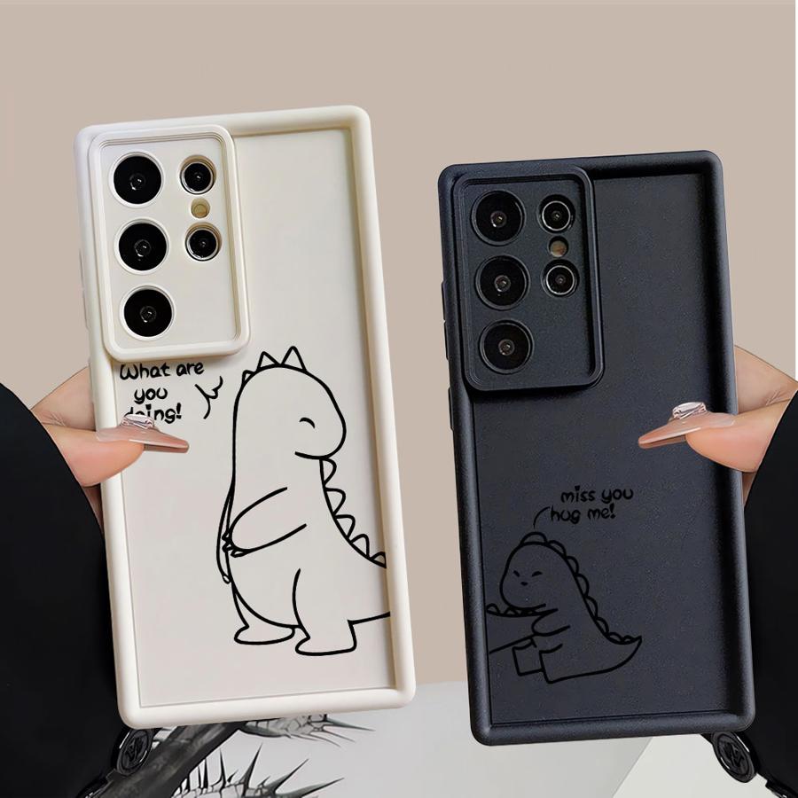 Cute Couple Dinosaur Case for Samsung Galaxy S24Ultra S20FE S22 S24 Plus S23 FE S21 S25 Ultra S25 Edge Phone Cover