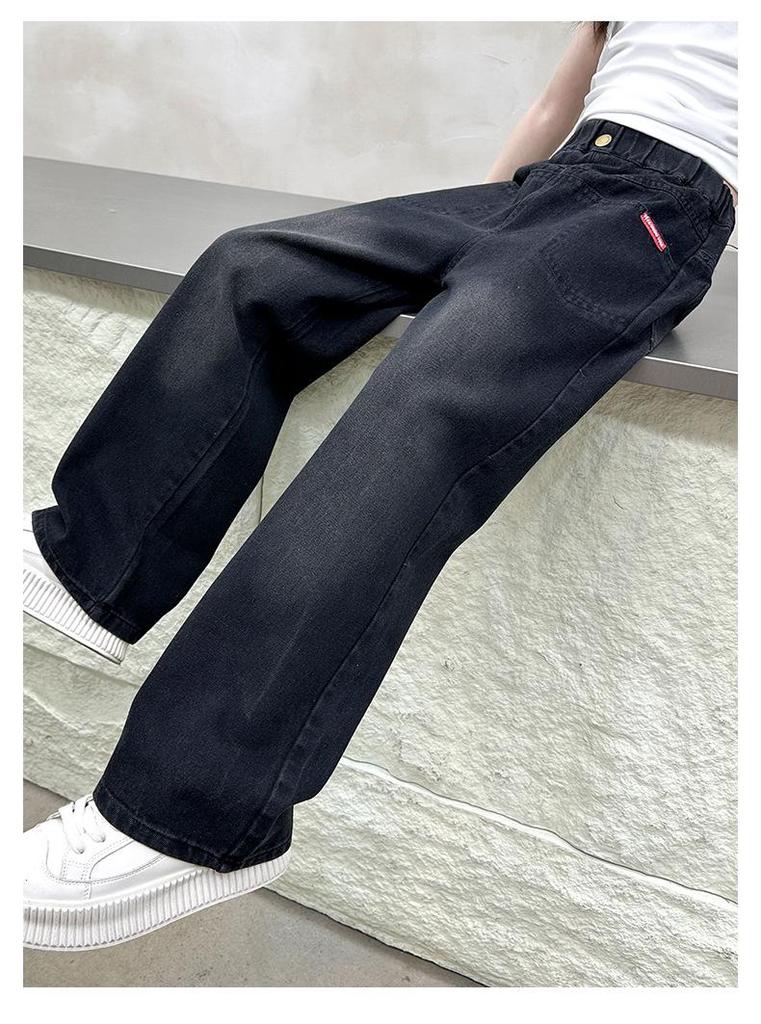 Girls' Autumn 2026 Trendy Wide Leg Street Style Jeans for Kids