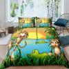 Cartoon Safari Animal Duvet Cover Set Giraffe Lemur Rhino Lion Bedding Set Elephant Camel Snake Hippo Zoo Jungle Comforter Cover
