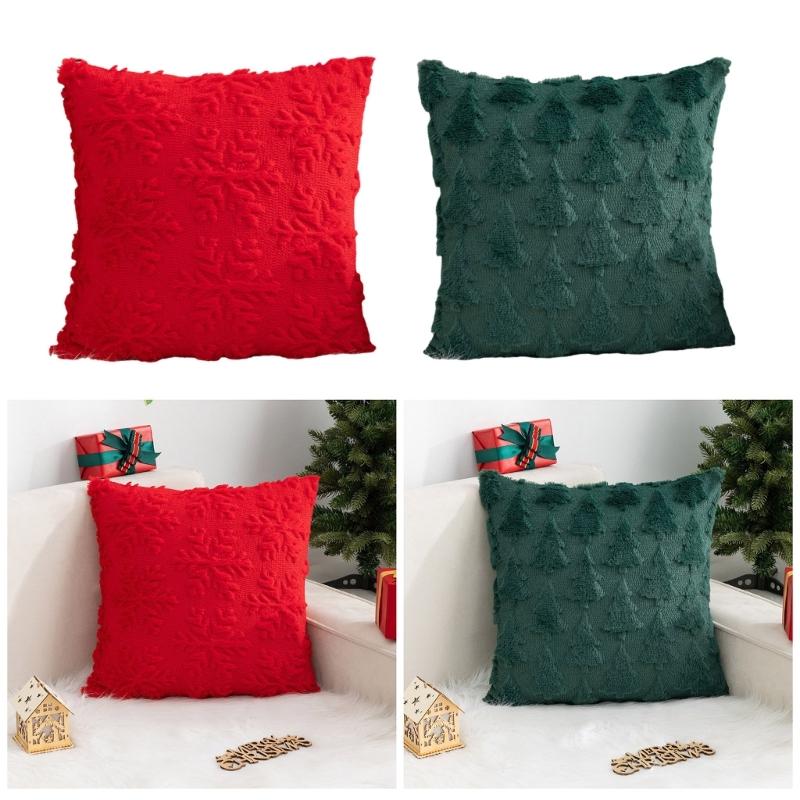 Household Pillow Cover Soft Faux Christmas Reusable Protectors Cover for Outdoor Traveling Decoration