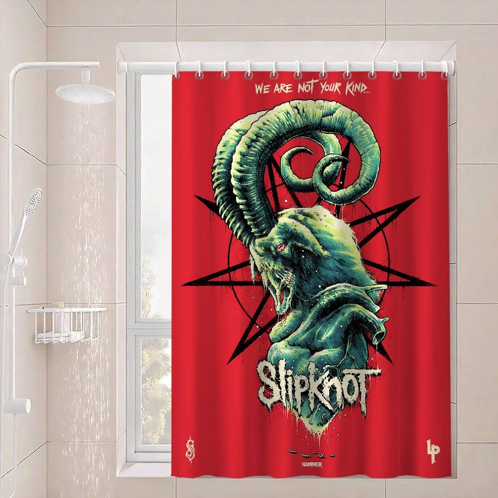 S-Slipknot Rock Logo Waterproof Fabric Shower Curtain Bathroom Decoration Curtain Home Hawaiian Style Shower Curtain