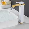 Tuqiu Gold and Black Bathroom Faucet Waterfall Faucet  Basin Faucet Bathroom Basin Faucet Mixer Tap Hot and Cold Sink Faucet