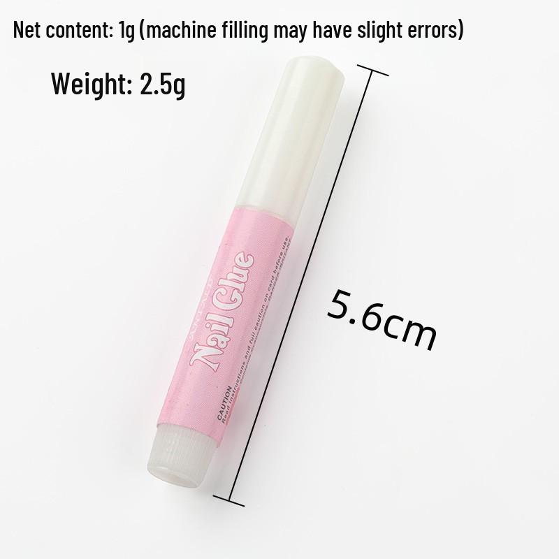 Taiwan Pink Nail Art Adhesive - 2g Wearable Glue for False Nails In Small Round Bottle