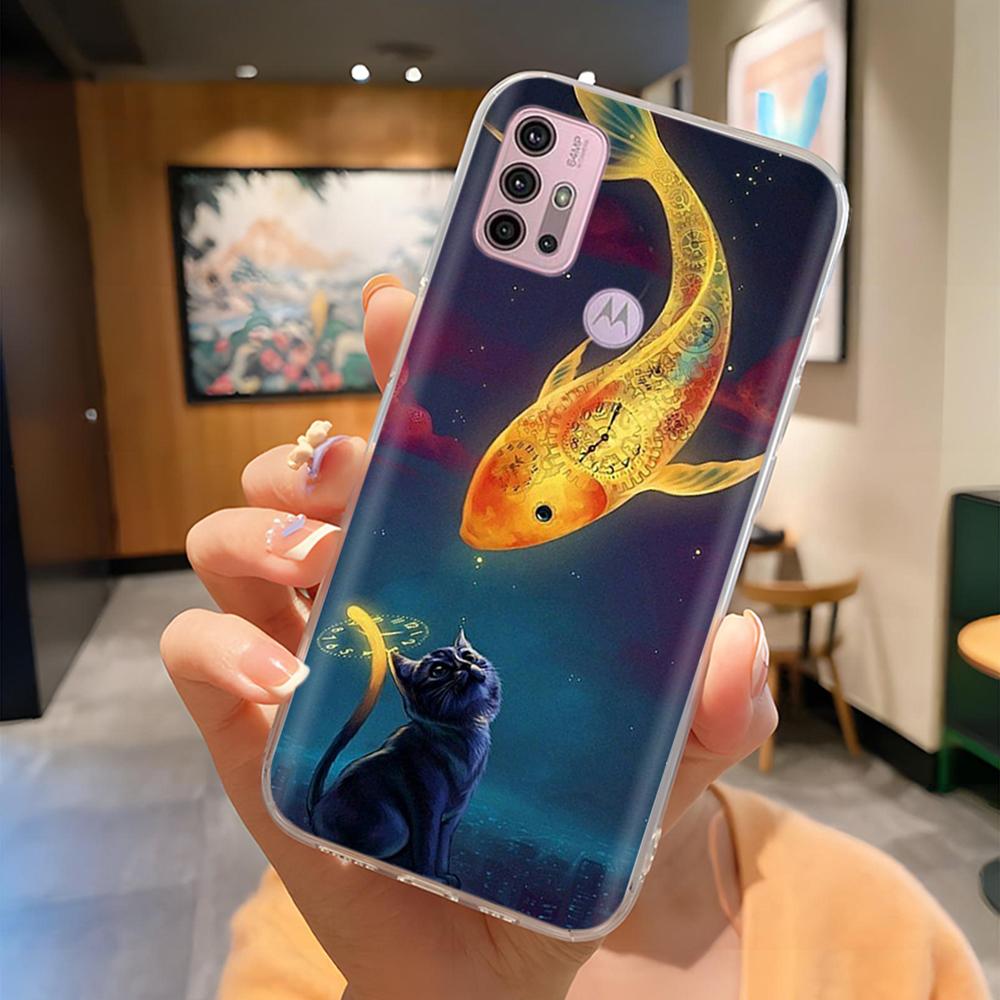 For Motorola Moto G10 G20 G30 Phone Case Cute Cartoon Painted Back Cover Soft Silicone Bumper For Moto G10 G20 G30 G60 G60s Capa