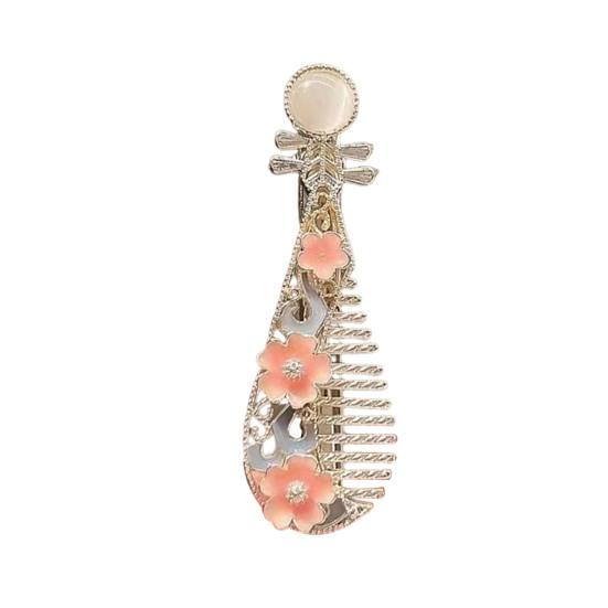 1/4Pcs Women Hair Clips Faux Pearl Decorations Floral Design Secure Fit Hair Pins Lute Shape Hairpins Formal Hairstyle Accessories