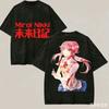 T-shirt Lavé Mirai Nikki Amoureux d'Anime Harajuku Surdimensionné Vintage Lâche Streetwear Unisexe Graphique Coton Esthétique Y2K Décontracté Été Hauts Estampés Anime
