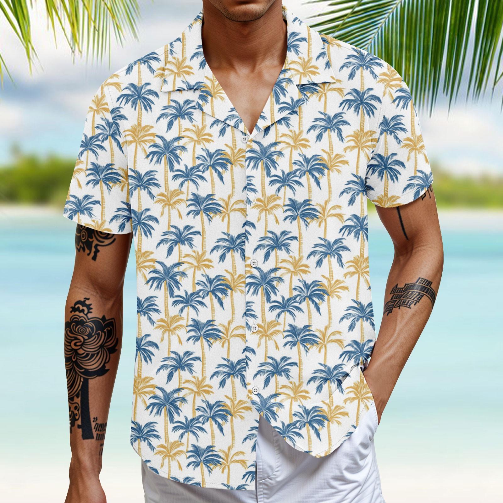 

Гавайская рубашка для мужчин, мужские винтажные рубашки для боулинга на пуговицах, летняя пляжная рубашка с коротким рукавом M белый