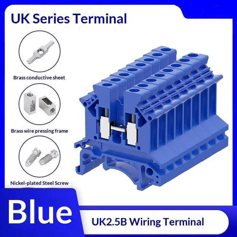 10 Piezas Bloque de Terminales Uk 2.5 Uk2.5B Conexión por Tornillo Tira de Conexión 2.5B Cable de 2.5 Mm² Conectores de Cable Eléctricos Carril DIN