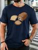 Unisex Funny Bread Cat Meme Graphic Cotton Short Sleeve Tee Crew Neck Relax Fit Male Summer Soft Breathable Casual Street Daily Top