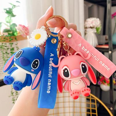 Porte-clés Poupée Stitch Dessin Animé Pendentif Sac d'École Mignon Couples Homme et Femme Porte-clés de Voiture Pendentif Créatif