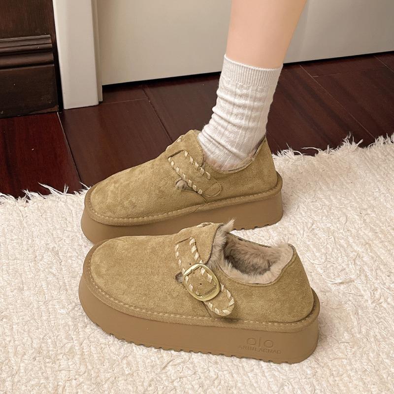 Leder dicksohlige Ein-Pedal Kinder Winter Neu Samt Verdickt Warm Schneestiefel Tragen Große Baumwollschuhe