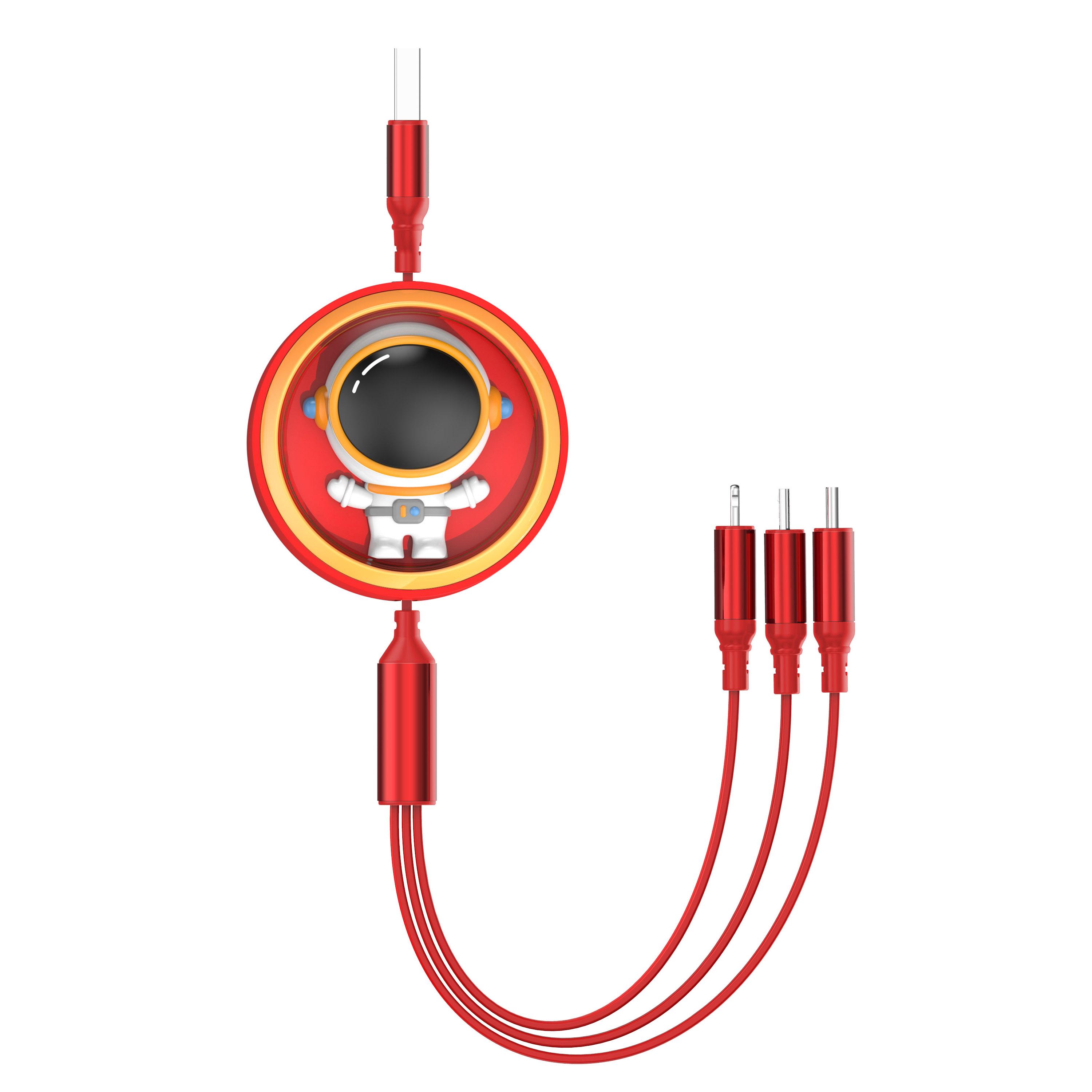 

3 In 1 5A Super Fast Charging Data Cable Suitable for iPhone Huawei Samsung Xiaomi OPPO Mobile Phone Telescopic Charging Cable 1.2m красный