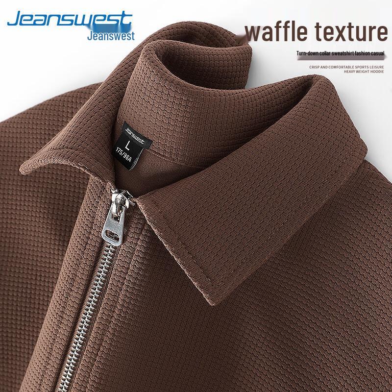 Jeanswest Men's Waffle Knit Long-Sleeve Polo Shirt